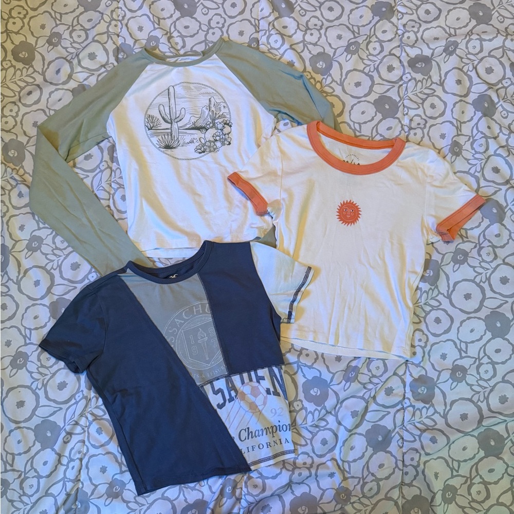 Set of 3 Hollister PS/LA Long Short Sleeve Tees - Blue, Green, White Size XS